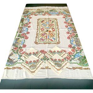 Tablecloth Vintage Souvenir Tablecloth European Capital Cities & Flags